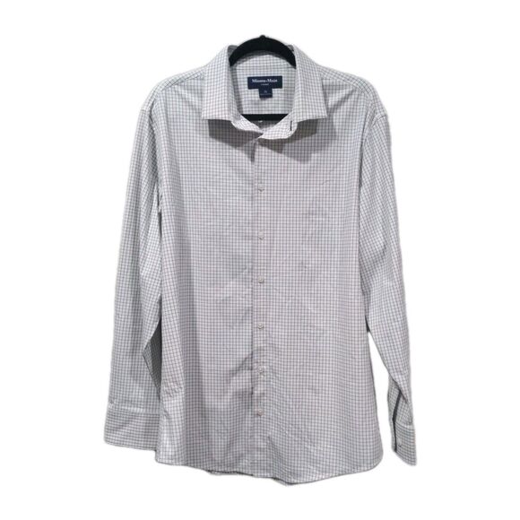 Mizzen Main Mens Windowpane LS Trim Fit Button Up Size XL White Travel Casual - Picture 1 of 11